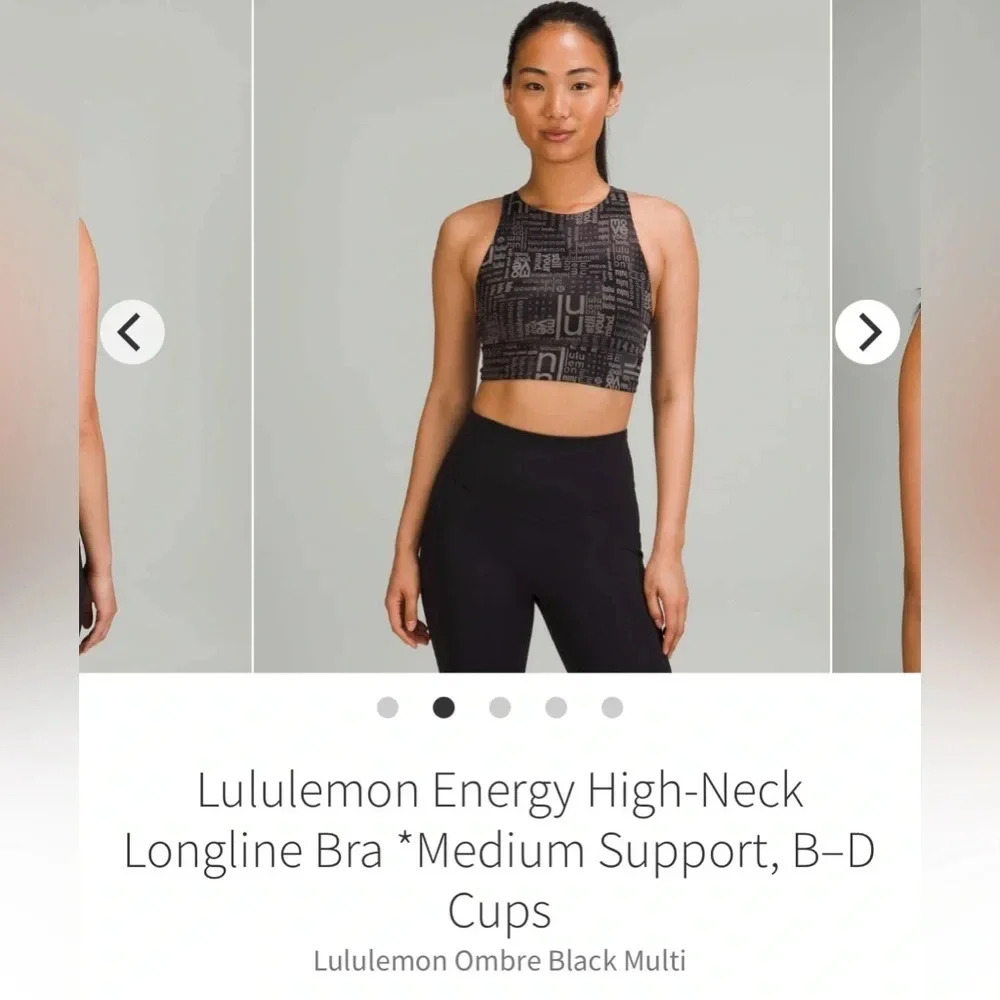 Lululemon Energy High-Neck Longline‎ Bra logo design size 4
